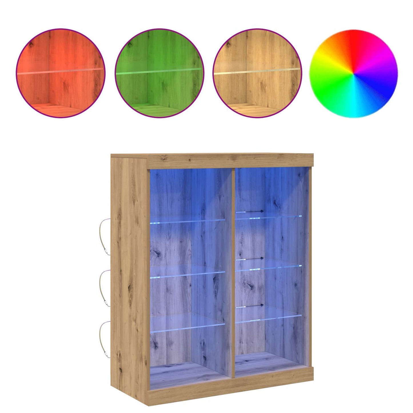 vidaXL Πλευρικό Τραπέζι LED Artisan Δρυς 81 x 37 x 100 εκ.