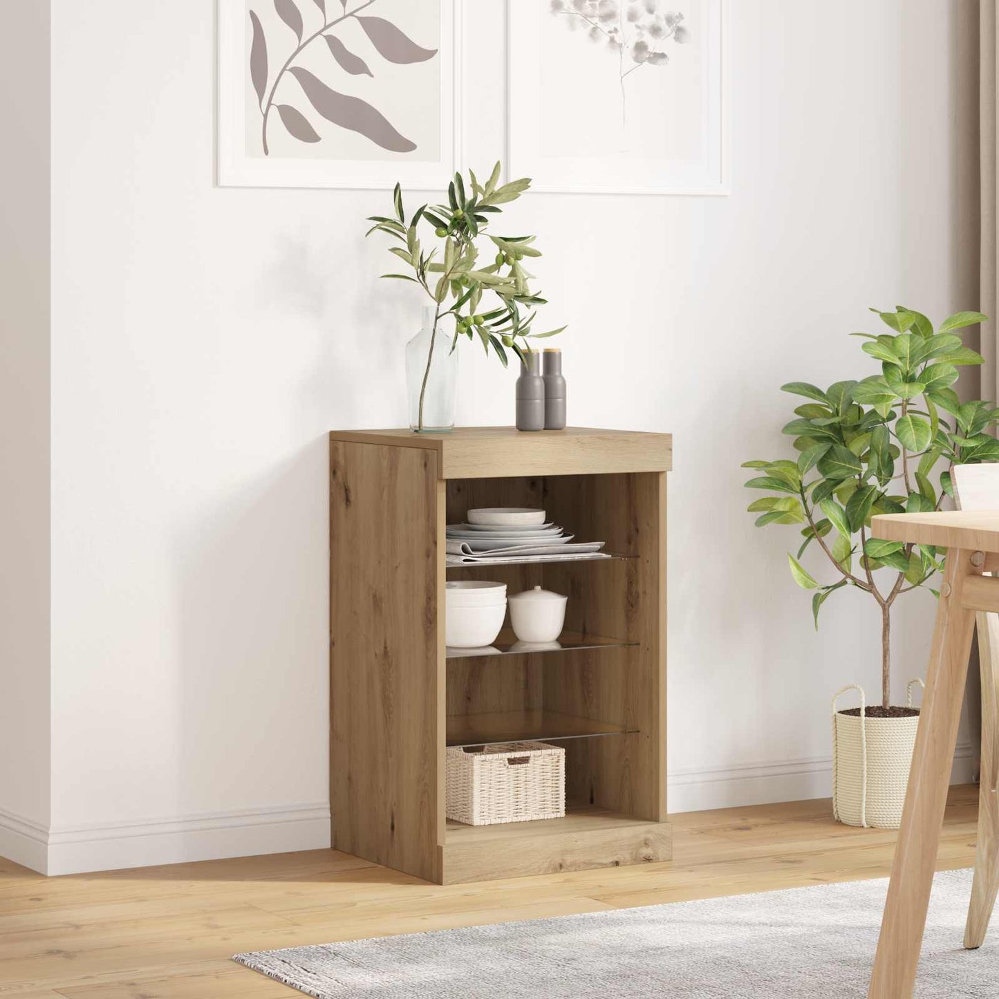 vidaXL Πλευρικό Τραπέζι LED Artisan Oak 41 x 37 x 67 εκ