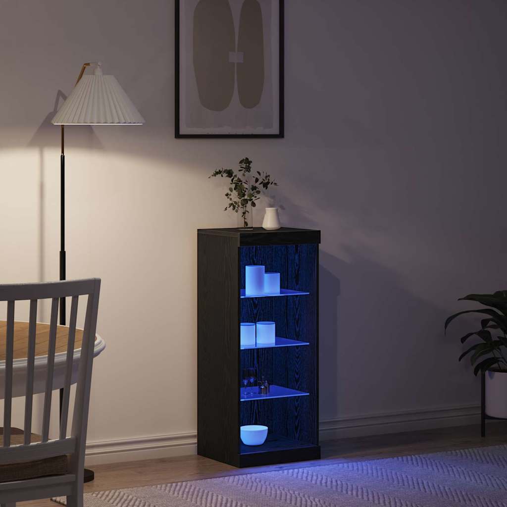vidaXL Πλευρικό Τραπέζι LED Μαύρη Οξυά 41 x 37 x 100 εκ