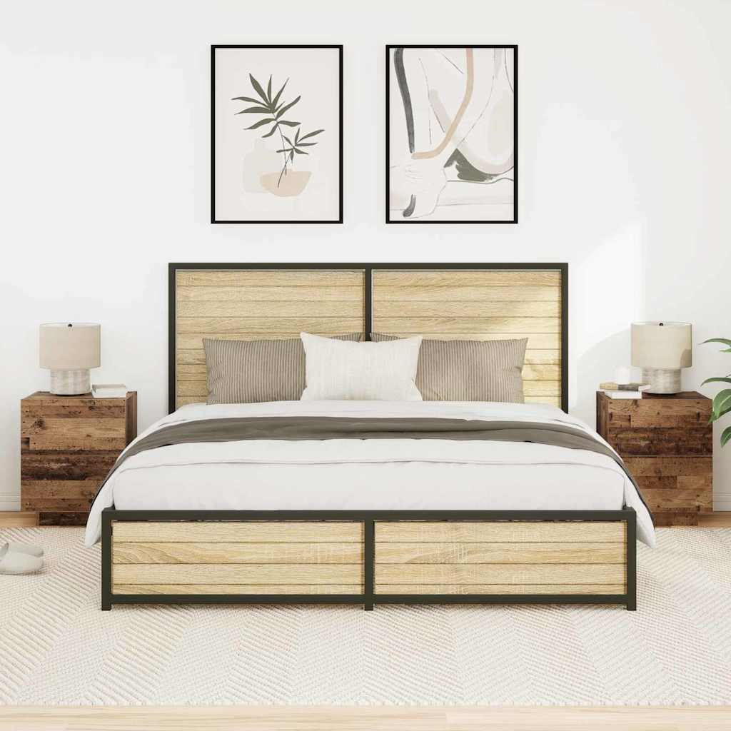 vidaXL Κομοδίνο 2 pcs Παλιό ξύλο 45 x 40 x 55 εκ Επεξεργασμένο ξύλο