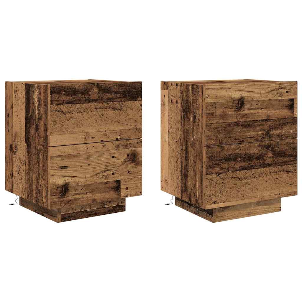 vidaXL Κομοδίνο 2 pcs Παλιό ξύλο 45 x 40 x 55 εκ Επεξεργασμένο ξύλο