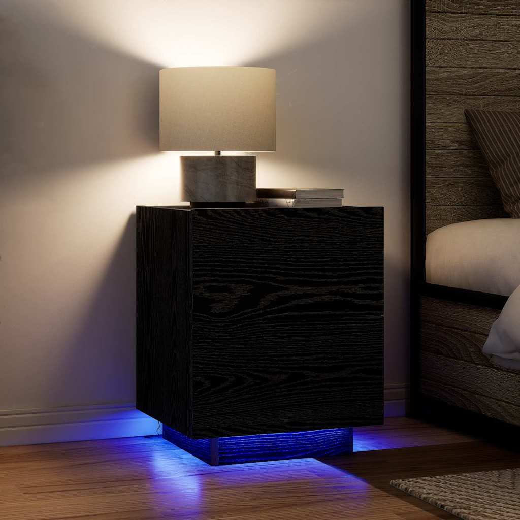 vidaXL Κομοδίνο 2 pcs Μαύρη Οξυά 45 x 40 x 55 εκ Επεξεργασμένο ξύλο
