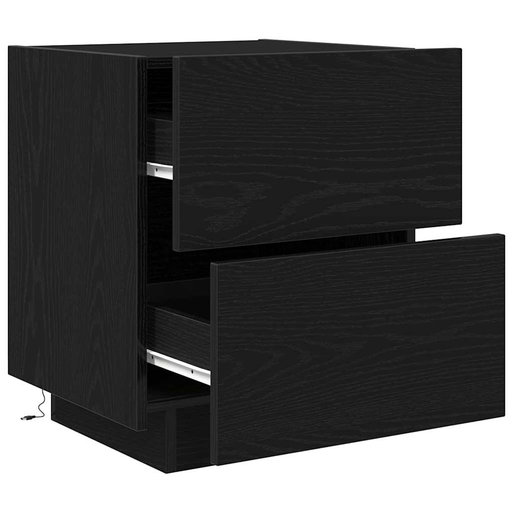 vidaXL Κομοδίνο 2 pcs Μαύρη Οξυά 45 x 40 x 55 εκ Επεξεργασμένο ξύλο