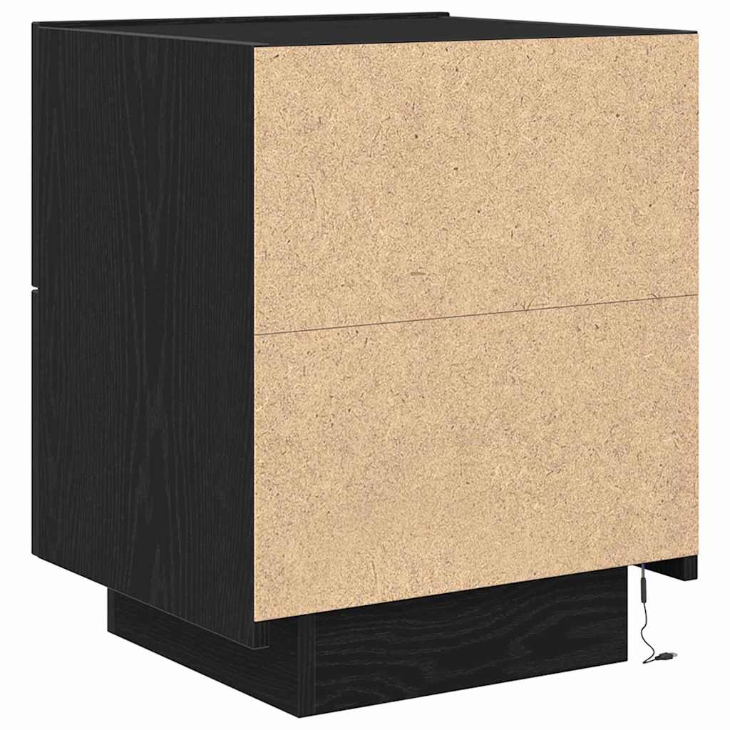 vidaXL Κομοδίνο 2 pcs Μαύρη Οξυά 45 x 40 x 55 εκ Επεξεργασμένο ξύλο