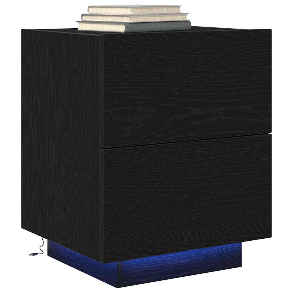 vidaXL Κομοδίνο 2 pcs Μαύρη Οξυά 45 x 40 x 55 εκ Επεξεργασμένο ξύλο