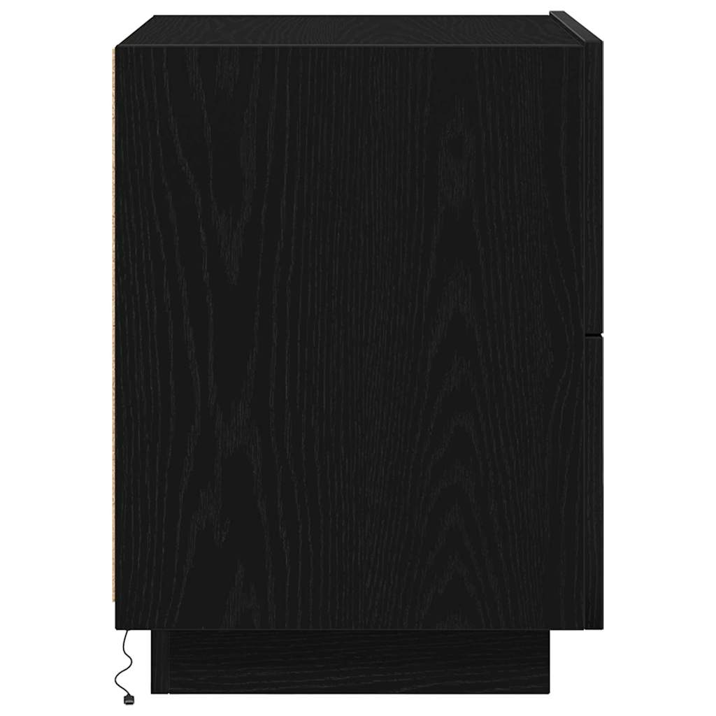 vidaXL Κομοδίνο 2 pcs Μαύρη Οξυά 45 x 40 x 55 εκ Επεξεργασμένο ξύλο