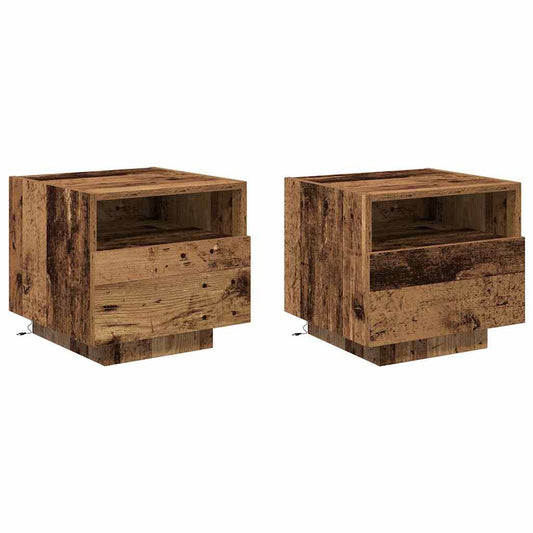 vidaXL Κομοδίνο 2 pcs Παλιό ξύλο 40 x 39 x 37 εκ Επεξεργασμένο ξύλο
