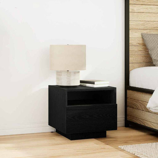 vidaXL Κομοδίνο 2 pcs Μαύρη Οξυά 40 x 39 x 37 εκ Επεξεργασμένο ξύλο