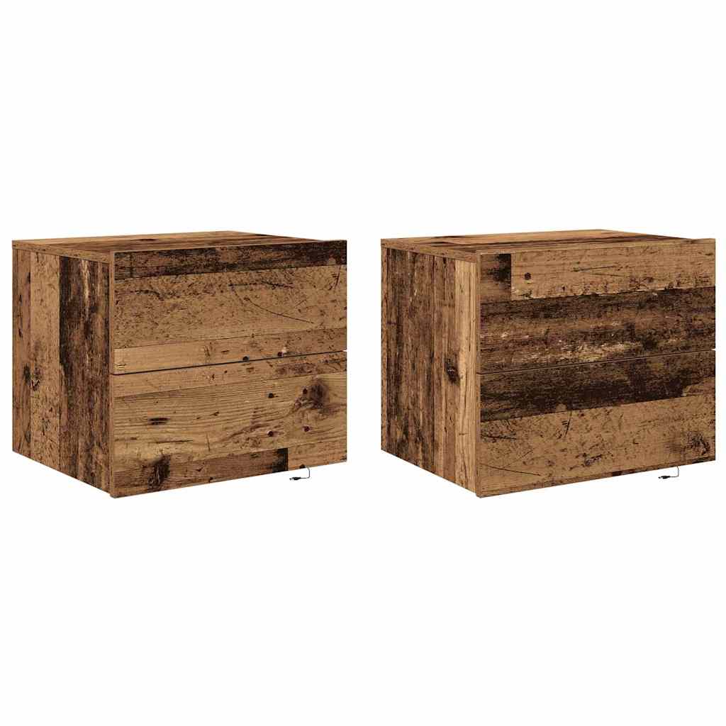vidaXL Κομοδίνο 2 pcs Παλιό ξύλο 50 x 39 x 41 εκ. Επεξεργασμένο ξύλο