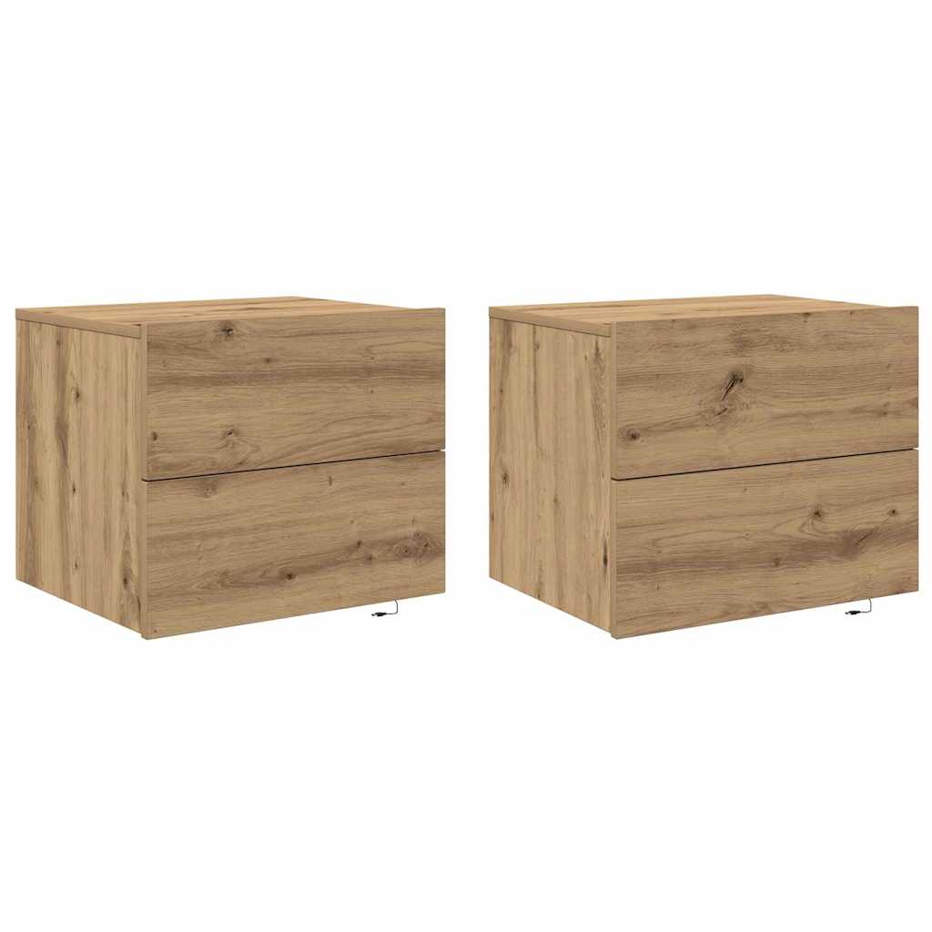 vidaXL Κομοδίνο 2 pcs Artisan Oak 50 x 39 x 41 εκ. Επεξεργασμένο ξύλο
