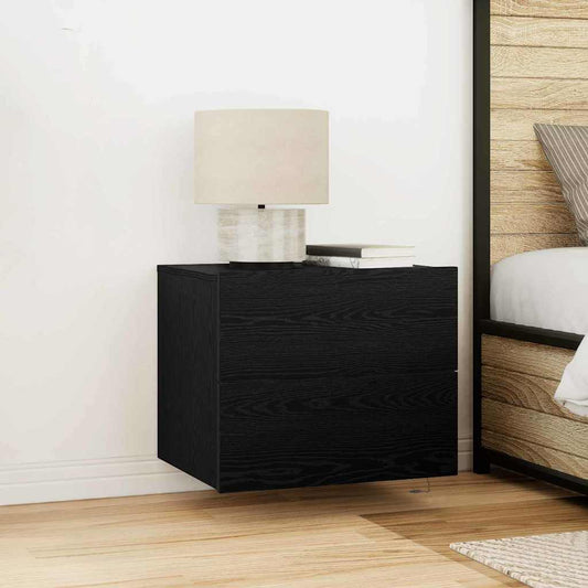 vidaXL Κομοδίνο 2 pcs Μαύρη Οξυά 50 x 39 x 41 εκ. Επεξεργασμένο ξύλο