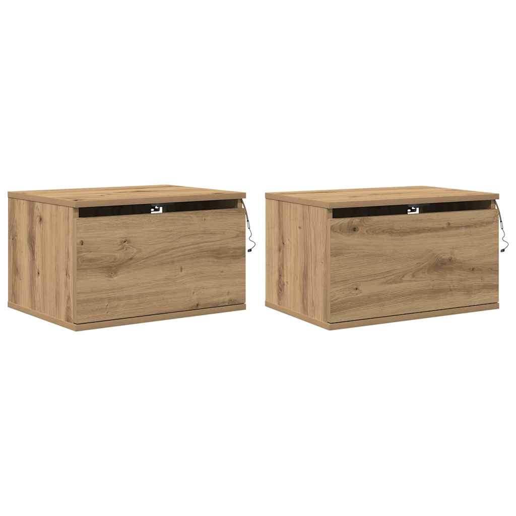 vidaXL Τοίχου κομοδίνο με συρτάρι 2 pcs Artisan Oak 50 x 36 x 30 εκ