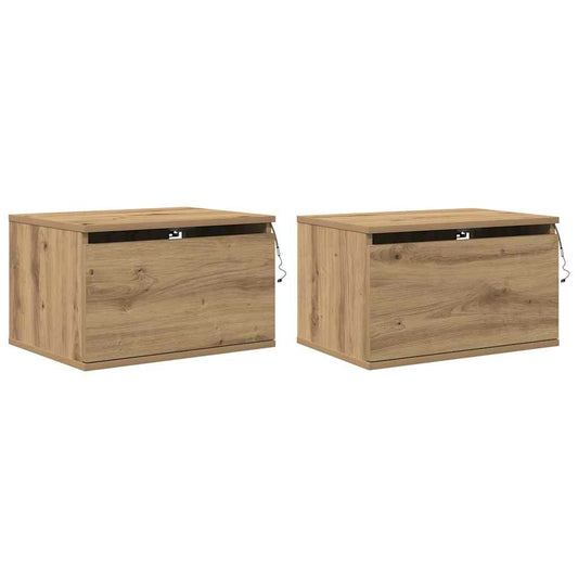 vidaXL Τοίχου κομοδίνο με συρτάρι 2 pcs Artisan Oak 50 x 36 x 30 εκ