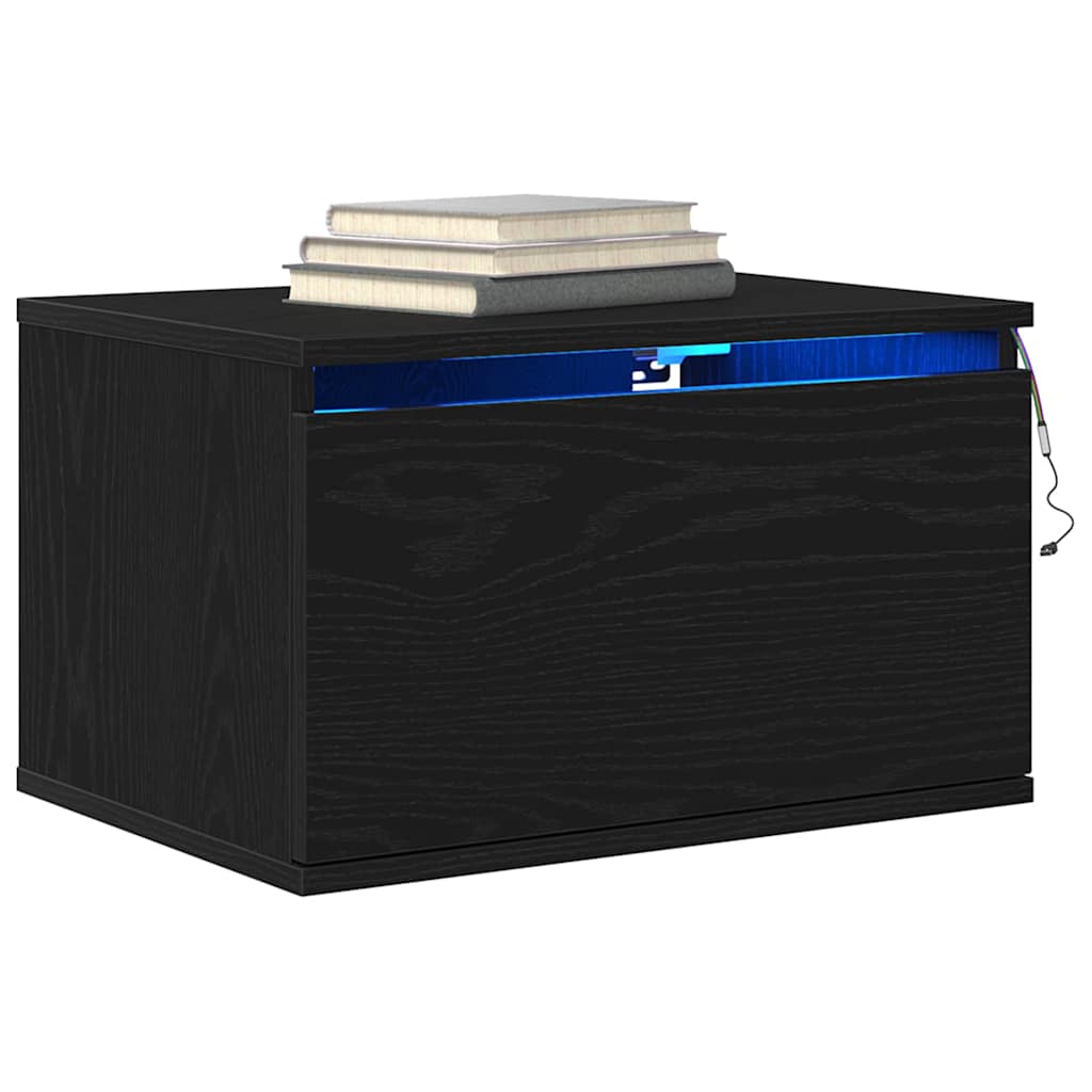 vidaXL Τοίχου κομοδίνο Μαύρη Οξυά 50 x 36 x 30 εκ Επεξεργασμένο ξύλο