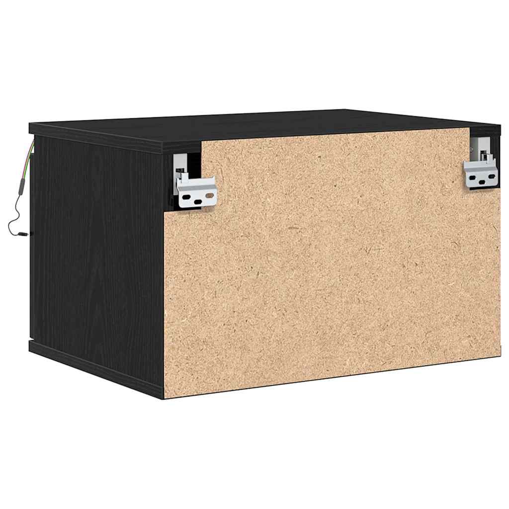 vidaXL Τοίχου κομοδίνο με συρτάρι 2 pcs Μαύρη Οξυά 50 x 36 x 30 εκ