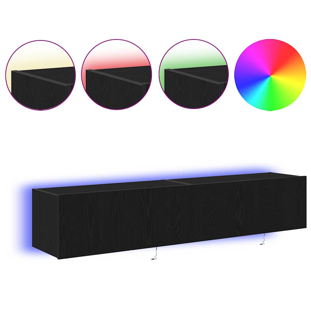 vidaXL Ντουλάπι Τηλεόρασης Τοίχου 2 pcs Μαύρη Οξυά 80 x 35 x 31 cm