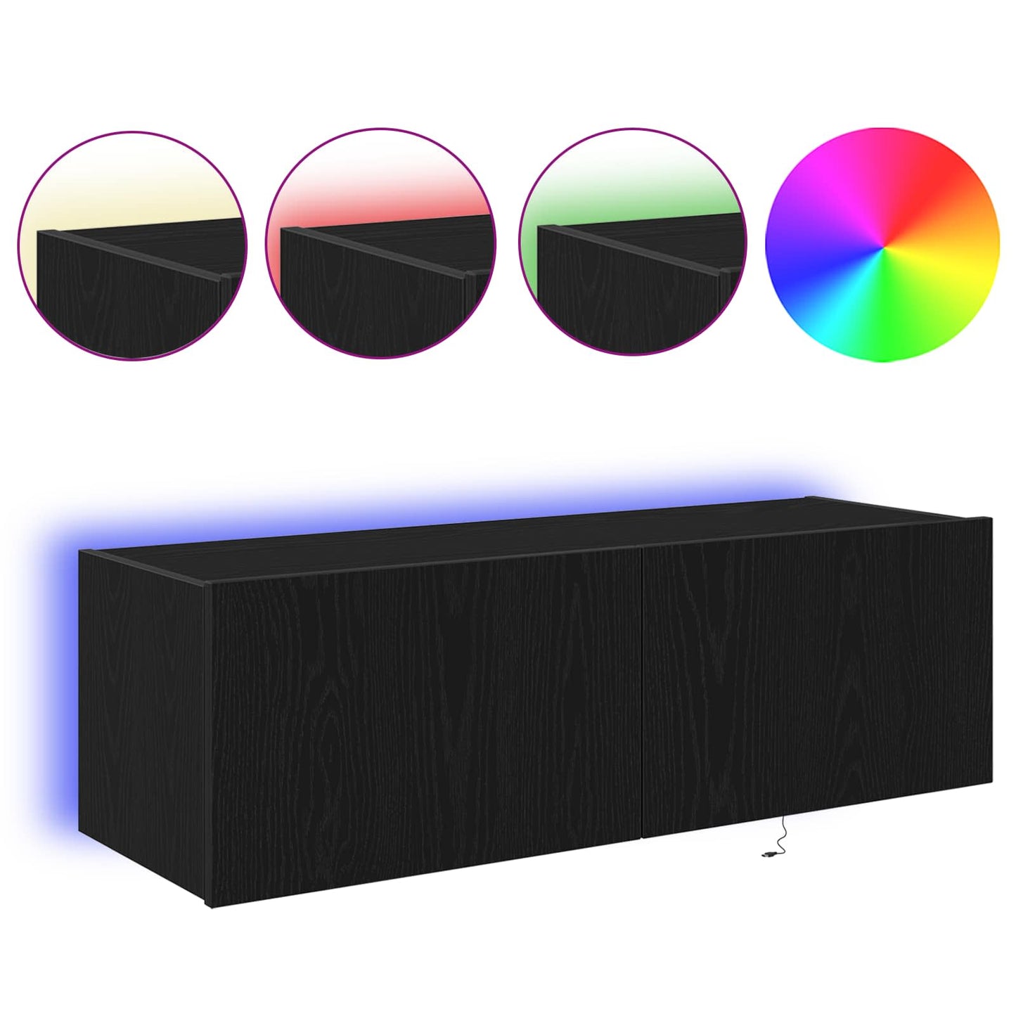 vidaXL Ντουλάπι Τηλεόρασης Τοίχου 2 pcs Μαύρη Οξυά 100 x 35 x 31 cm