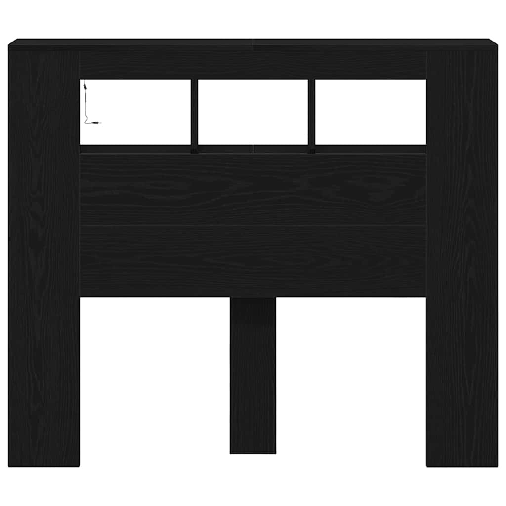 vidaXL LED κεφαλάρι με ράφι Μαύρη Οξυά 120 x 18,5 x 103,5 εκ