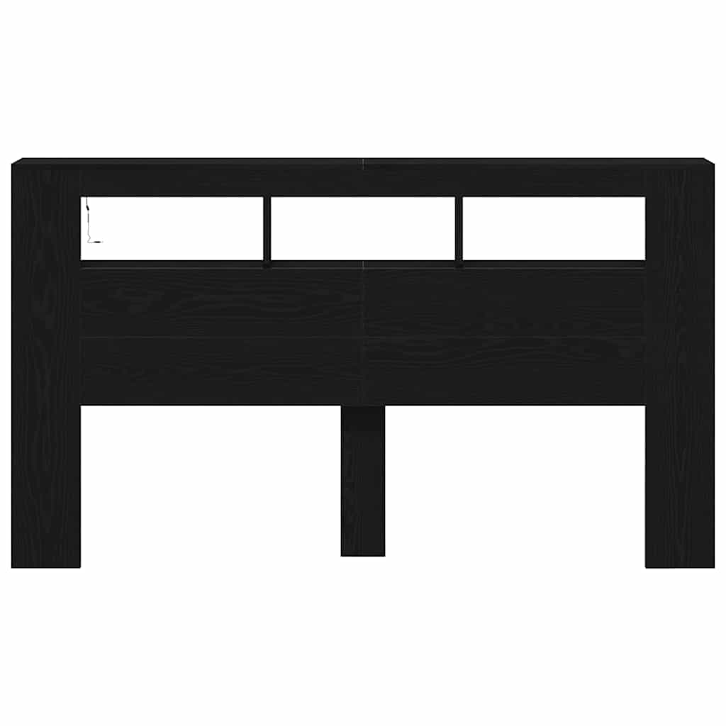 vidaXL LED κεφαλάρι με ράφι Μαύρη Οξυά 180 x 18,5 x 103,5 cm