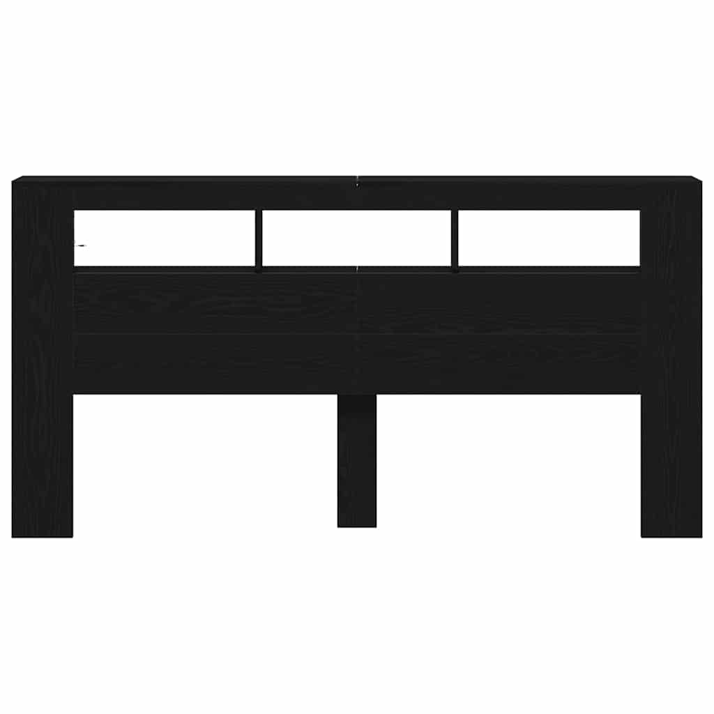 vidaXL LED κεφαλάρι με ράφι Μαύρη Οξυά 200 x 18,5 x 103,5 εκ.