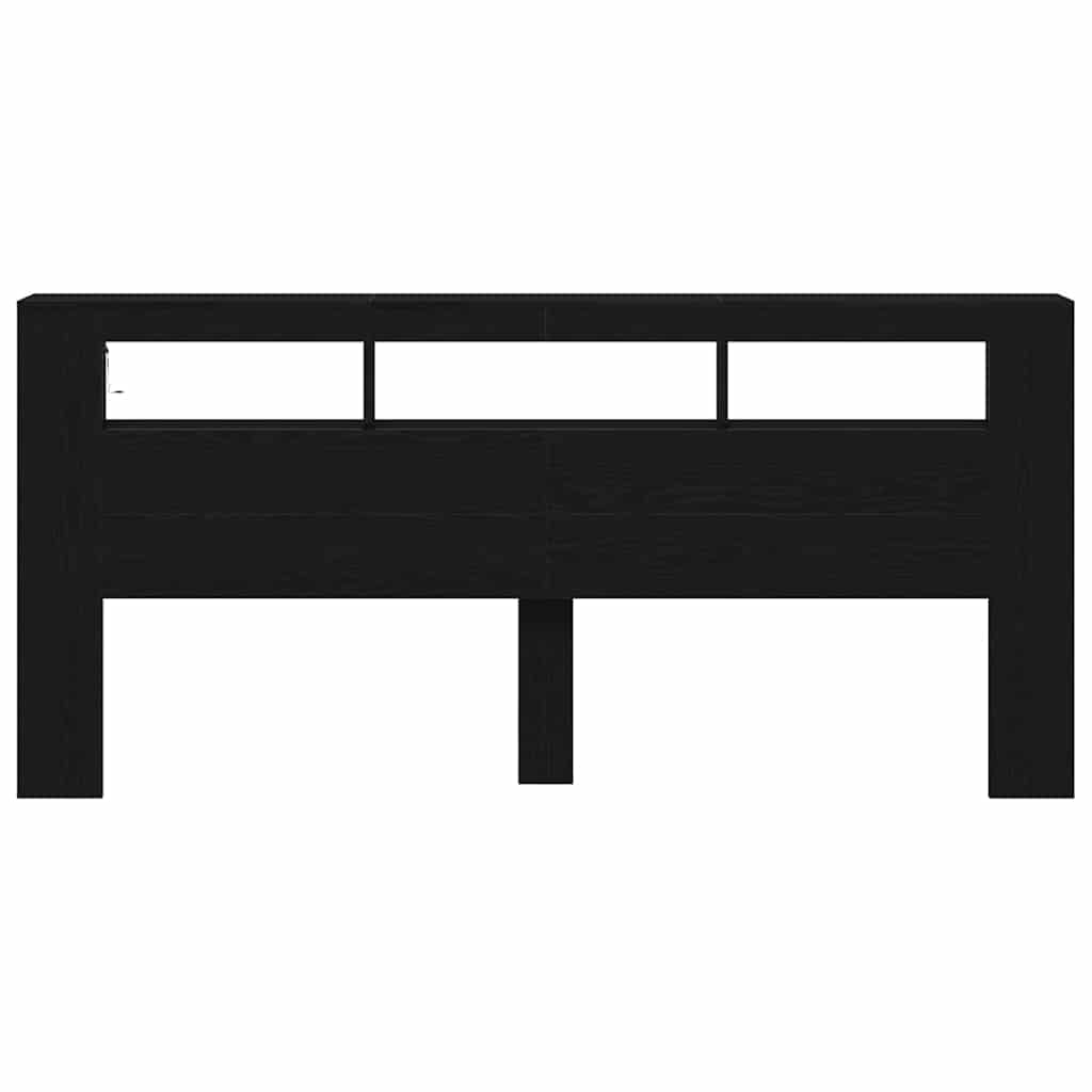 vidaXL LED κεφαλάρι με ράφι Μαύρη Οξυά 220 x 18,5 x 103,5 εκ