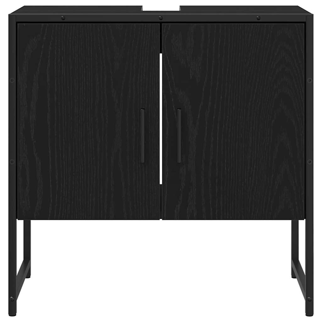 vidaXL Ντουλάπι νιπτήρα μπάνιου με ράφι Μαύρη δρυς 60 x 30 x 60 cm