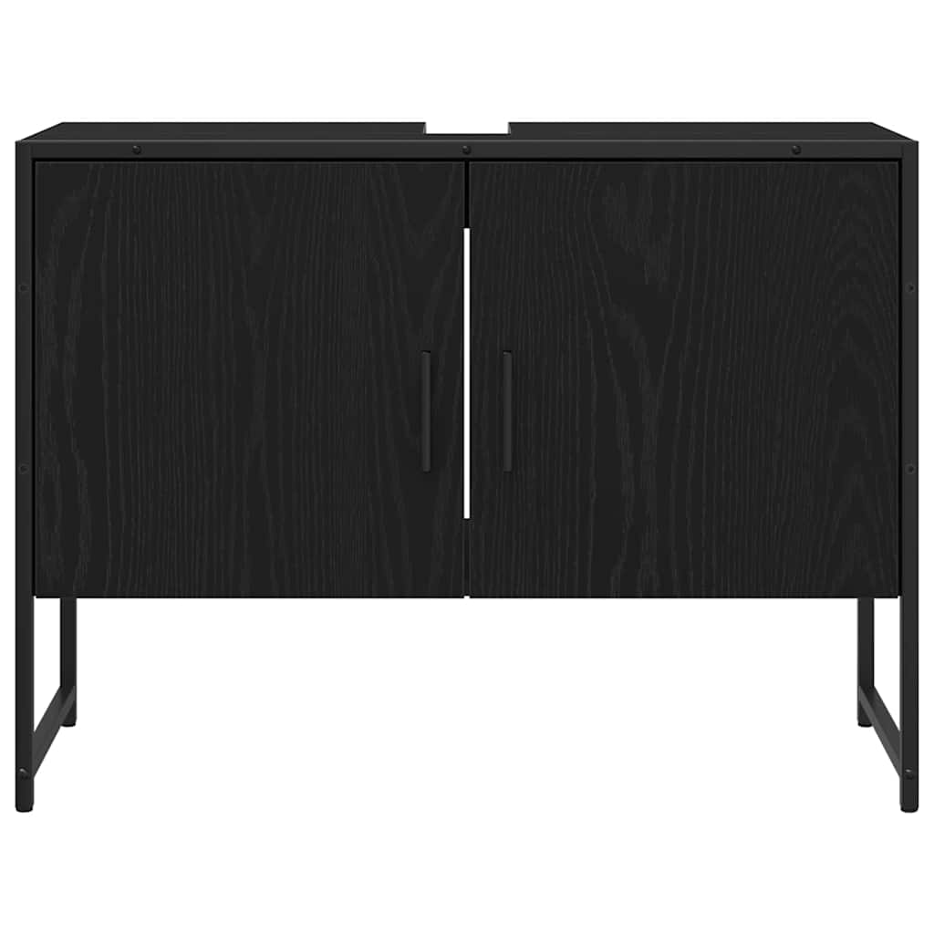 vidaXL Ντουλάπι νιπτήρα μπάνιου με ράφι Μαύρη δρυς 80 x 30 x 60 cm