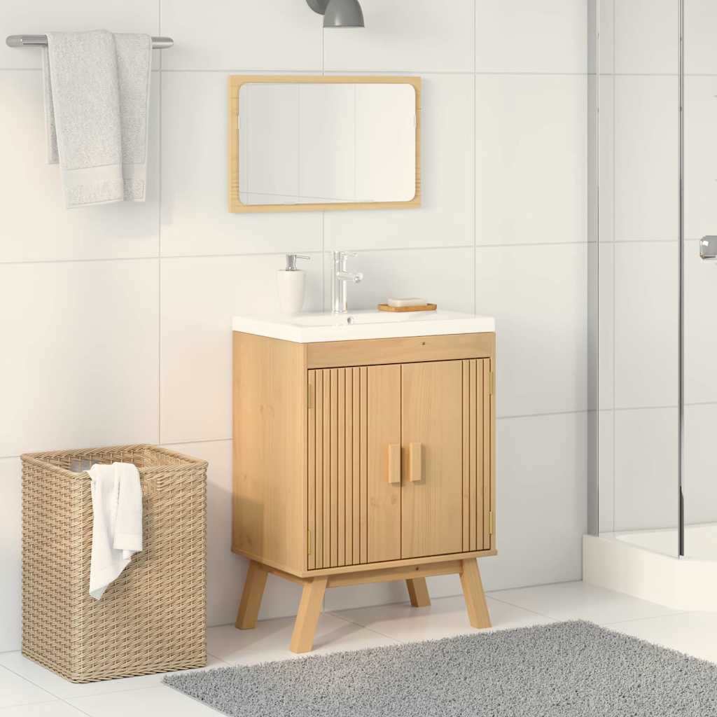 vidaXL Βάση νιπτήρα Olden Καφέ 114 x 43 x 73.5 εκ. Μασίφ ξύλο πεύκου