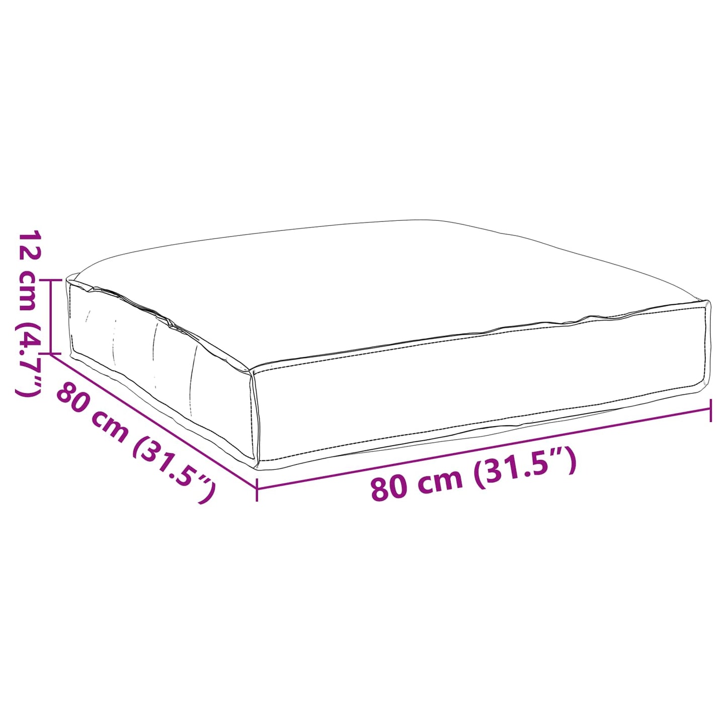 vidaXL Μαξιλάρι Κόκκινο 80 x 80 x 12 cm Ύφασμα Όξφορντ