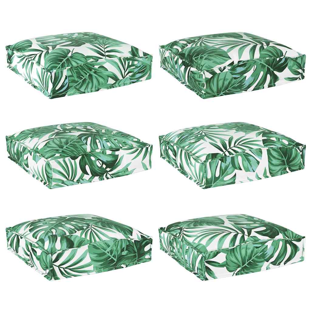vidaXL Μαξιλάρι 6 pcs Ύφασμα Όξφορντ Σχέδιο Φύλλου 40 x 40 x 8 εκ.