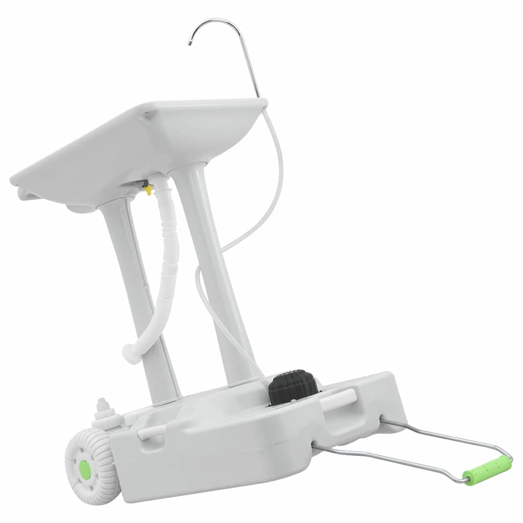 vidaXL Στάντ Χειροκίνητου Πλυσίματος για Κάμπινγκ με Ρόδες 30L - Γκρι