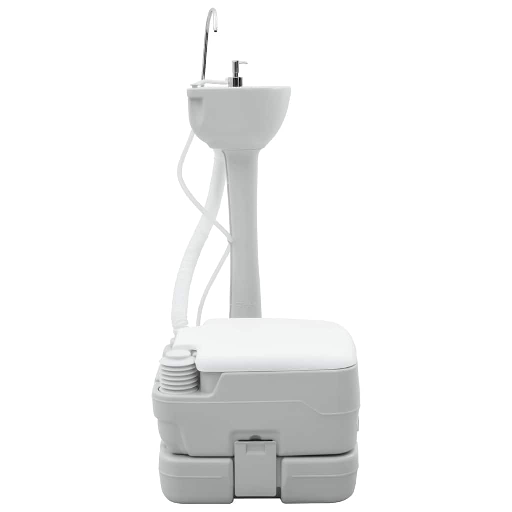 vidaXL Τουαλέτα Κάμπινγκ 2 pcs Γκρι και Λευκό