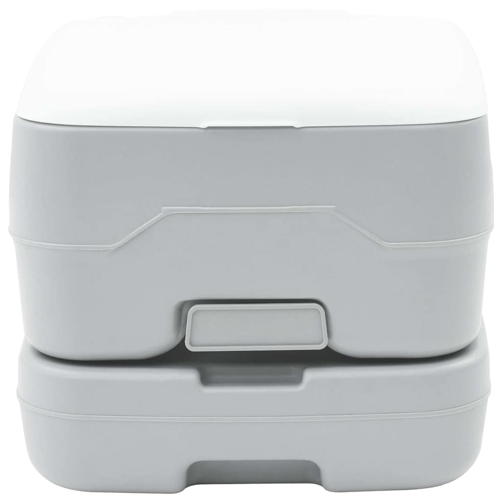 vidaXL Φορητή Τουαλέτα Κάμπινγκ Γκρι 10L Φρέσκο Νερό και 10L Δεξαμενή Αποβλήτων