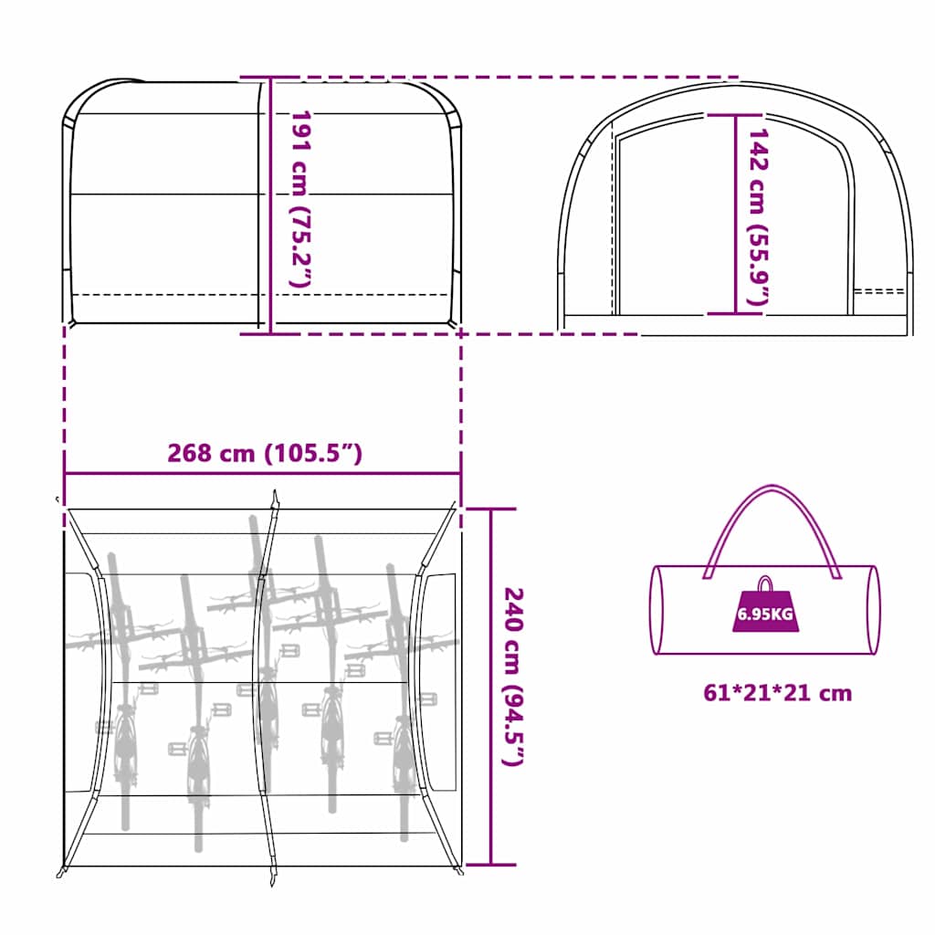 vidaXL Σκηνή με στέγη Πράσινο 268 x 240 x 191 cm Πολυεστέρας