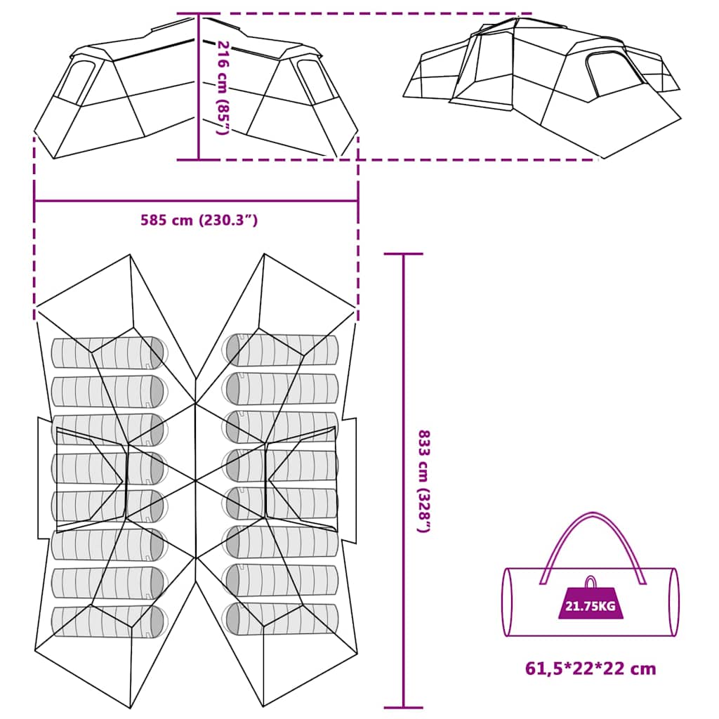vidaXL Σκηνή Μπλε Large Πολυεστέρας