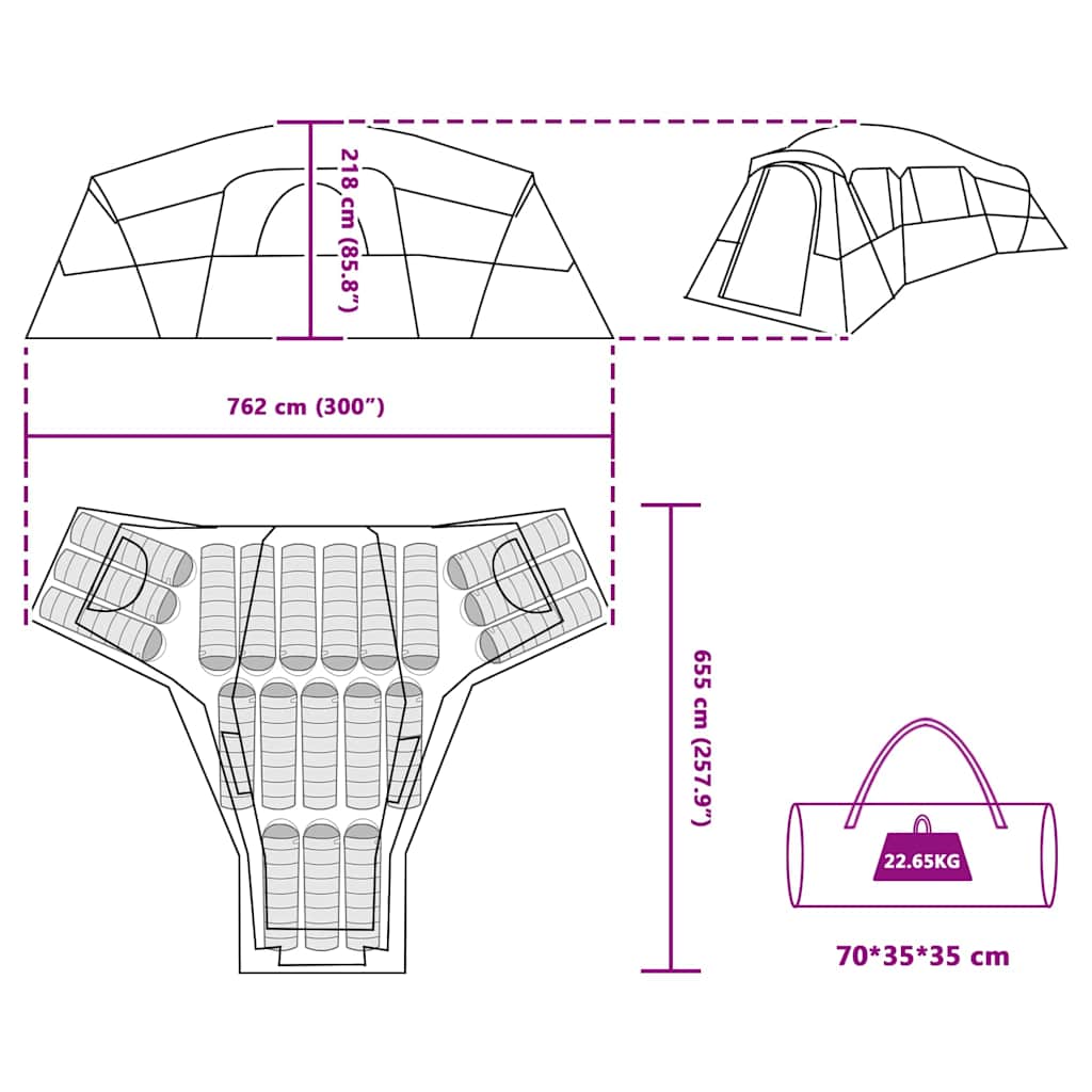 vidaXL Σκηνή Γκρι και πορτοκαλί Large Πολυεστέρας
