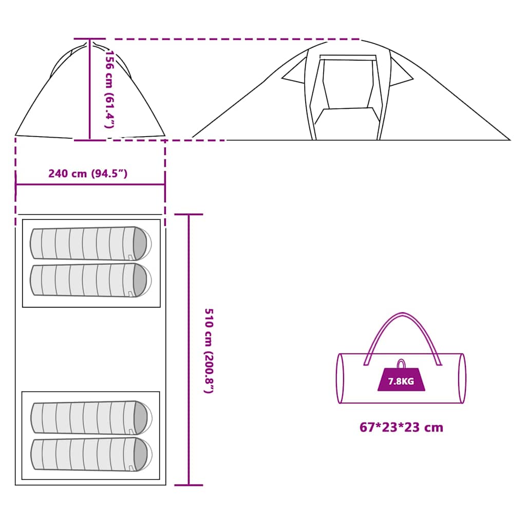 vidaXL Σκηνή με στέγη Μπλε και Μαύρο 510 x 240 x 156 εκ Πολυεστέρας