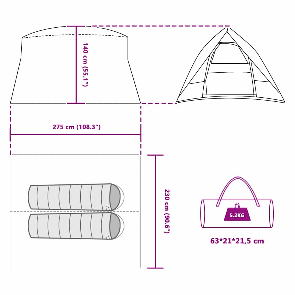 vidaXL Σκηνή Μπλε 275 x 230 x 140 εκ.