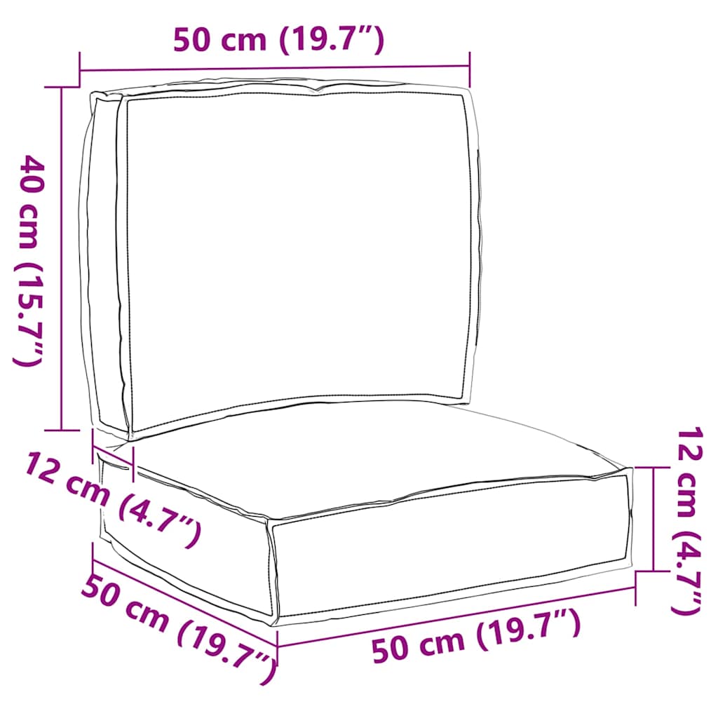 vidaXL Σετ Μαξιλαριών Πάγου 2 pcs Γκρι 50 x 50 x 12 cm Ύφασμα Oxford