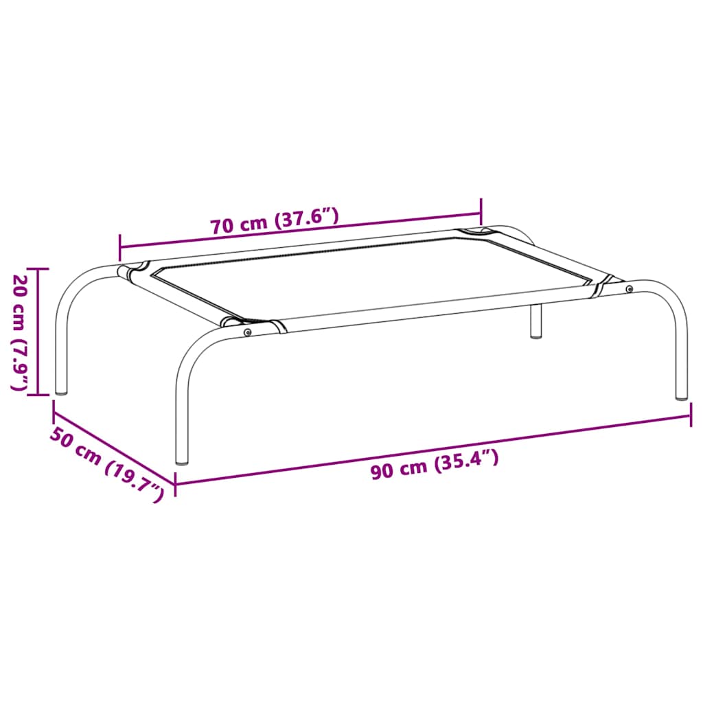 vidaXL Ανυψωμένο κρεβάτι σκύλου γκρι 90x50x20 cm ύφασμα Οξφόρδης