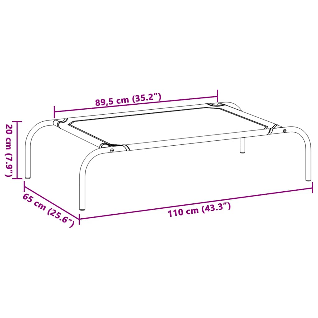 vidaXL Ανυψωμένο κρεβάτι σκύλου γκρι 110x65x20 cm ύφασμα Οξφόρδης