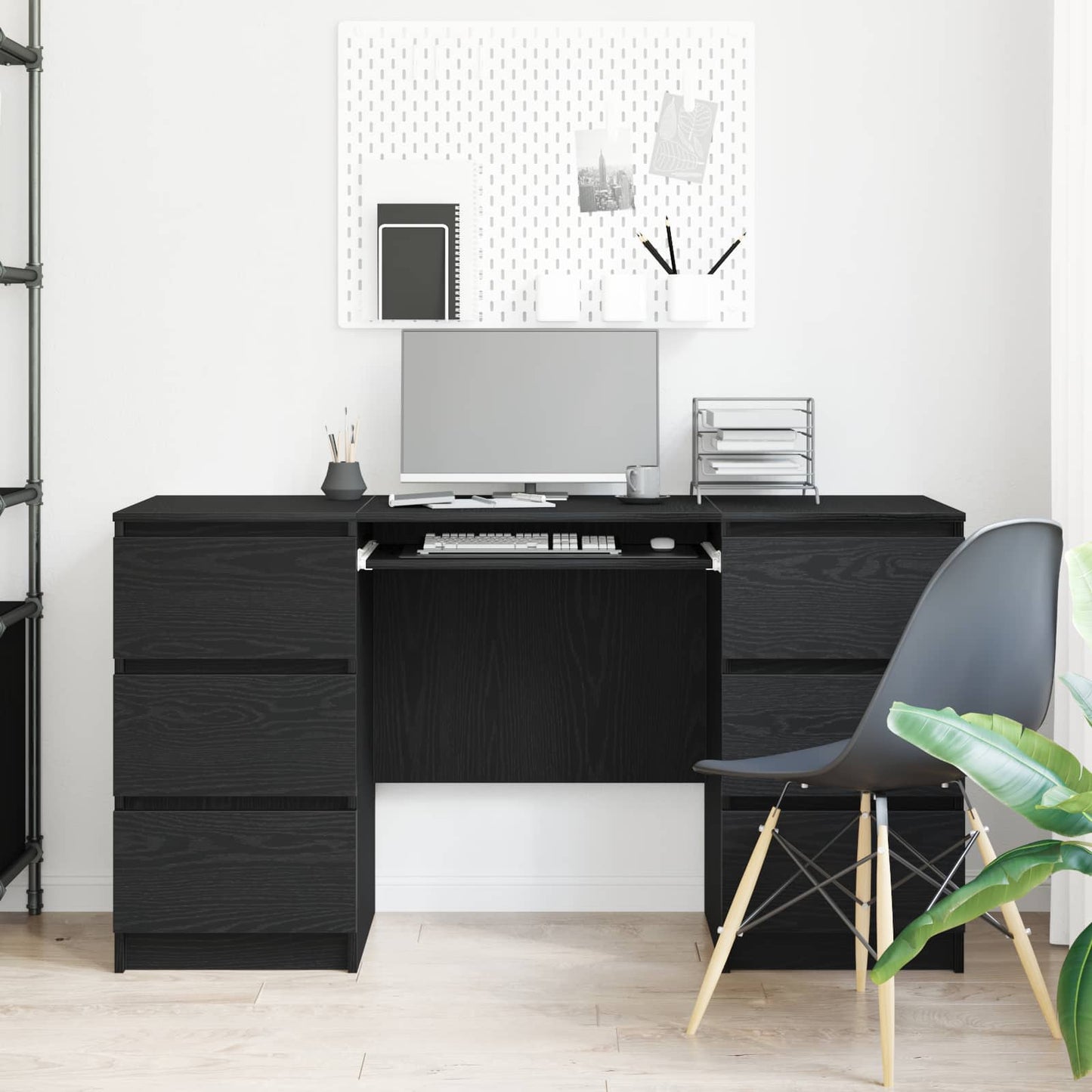 vidaXL Γραφείο Μαύρη δρυς 140 x 50 x 76 εκ. Επεξεργασμένο ξύλο