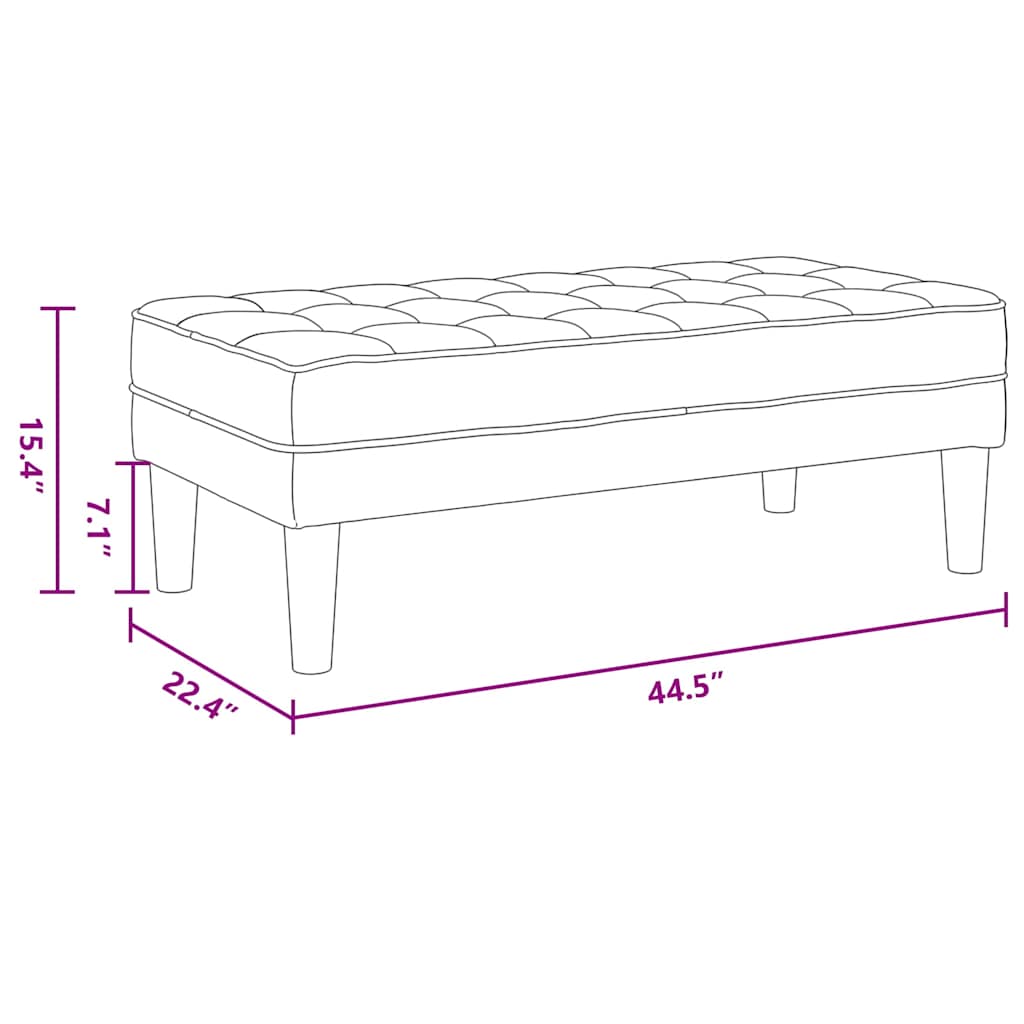 vidaXL παγκάκι Σκούρο γκρι 113 x 57 x 39 εκ. Βελούδο