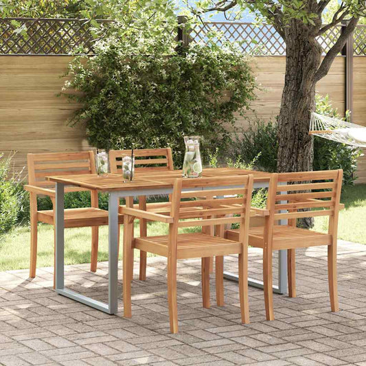 vidaXL Τραπέζι Κήπου Γκρι 140 x 80 x 75 cm Στερεό Ξύλο Ακακίας