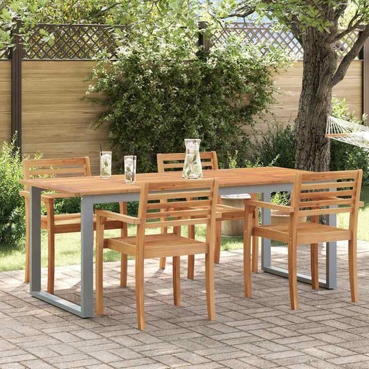 vidaXL Τραπέζι Κήπου Γκρι 200 x 90 x 75 cm Στερεό Ξύλο Ακακίας