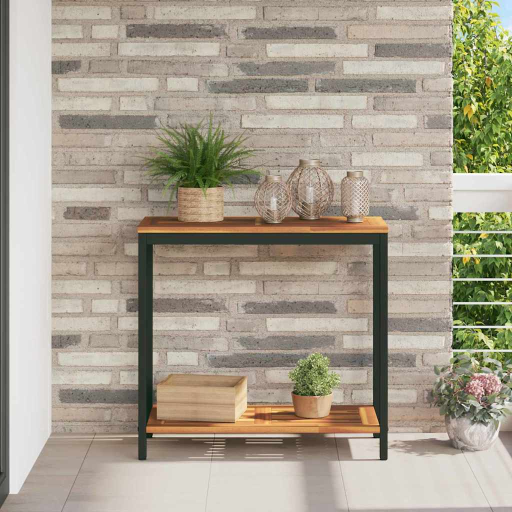 vidaXL Εξωτερικό Τραπέζι με ράφι Φυσικό και Μαύρο 80 x 35 x 75 cm