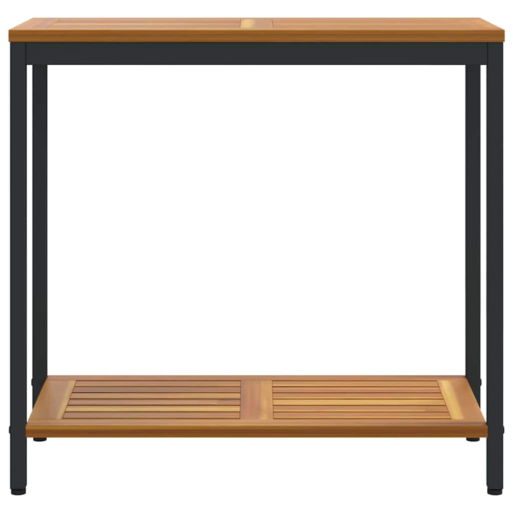 vidaXL Εξωτερικό Τραπέζι με ράφι Φυσικό και Μαύρο 80 x 35 x 75 cm