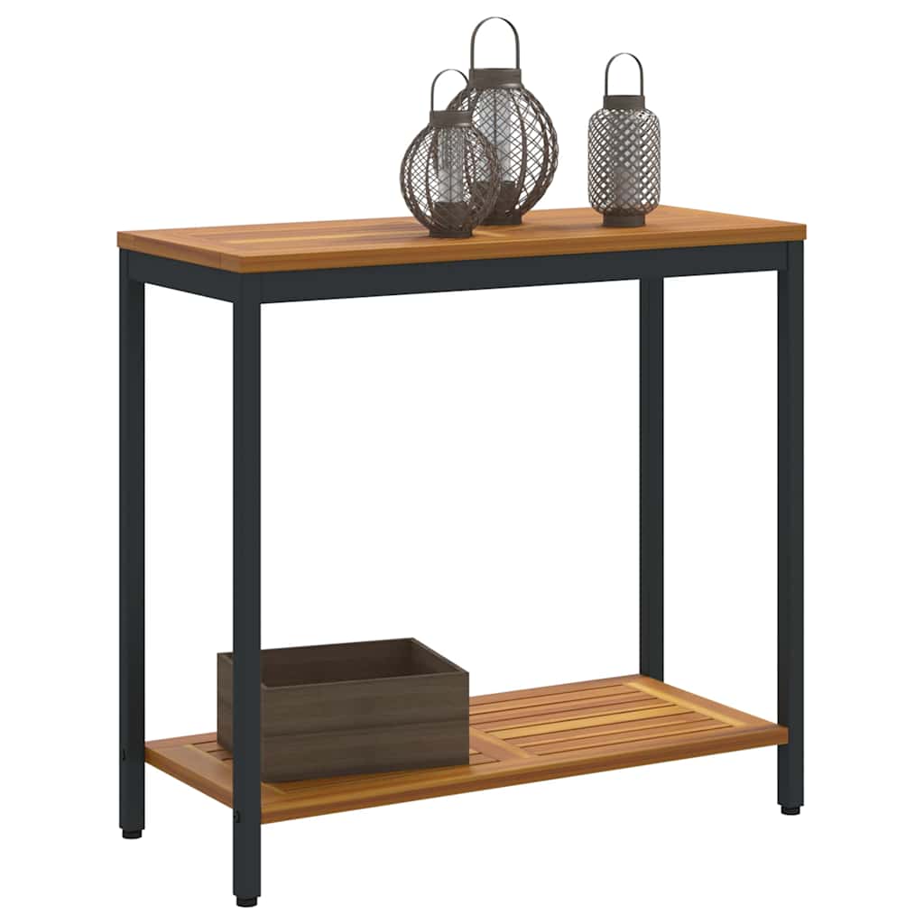 vidaXL Εξωτερικό Τραπέζι με ράφι Φυσικό και Μαύρο 80 x 35 x 75 cm