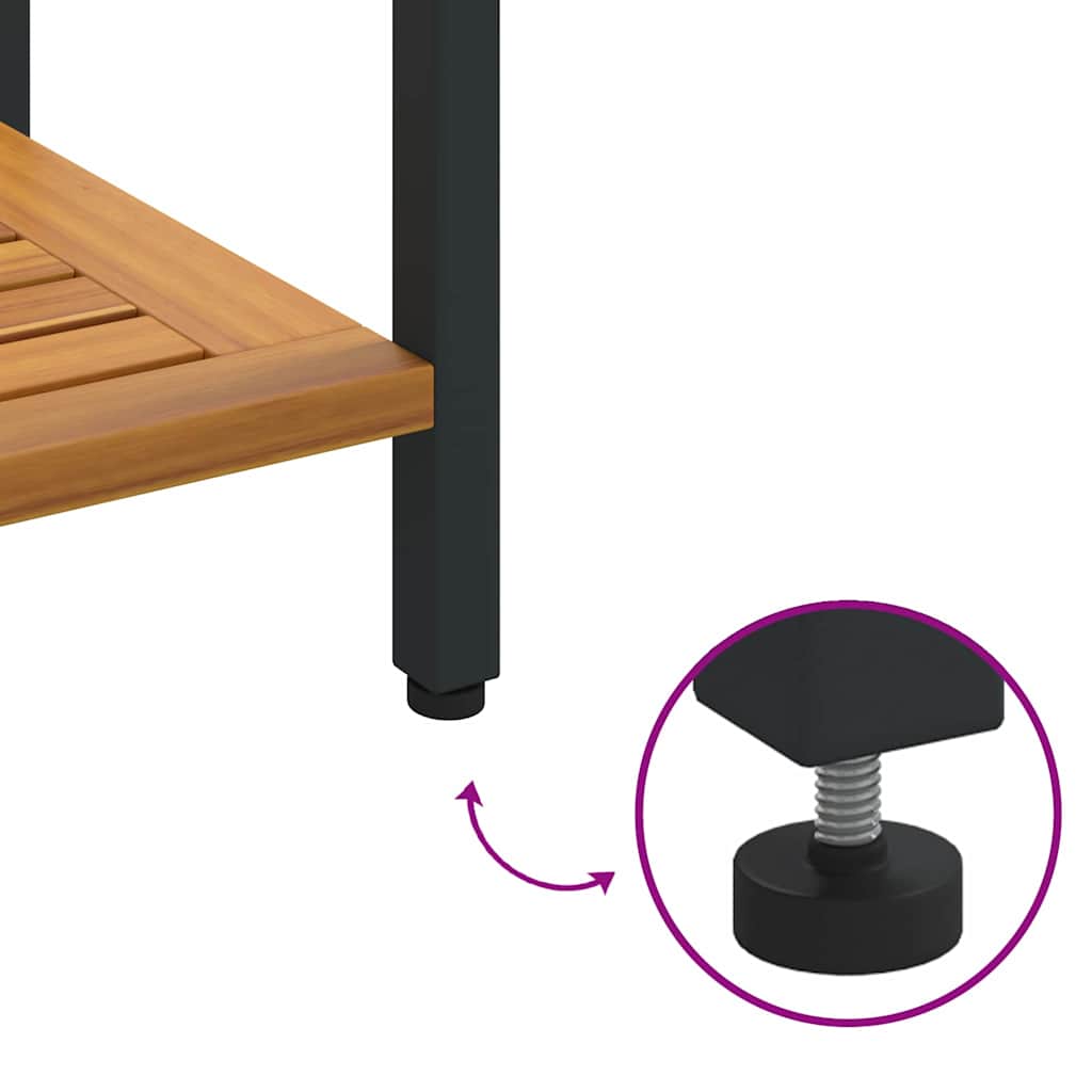 vidaXL Εξωτερικό Τραπέζι με ράφι Φυσικό και Μαύρο 110 x 35 x 75 cm