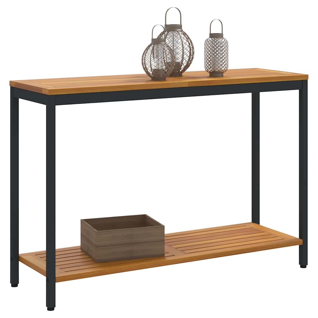 vidaXL Εξωτερικό Τραπέζι με ράφι Φυσικό και Μαύρο 110 x 35 x 75 cm